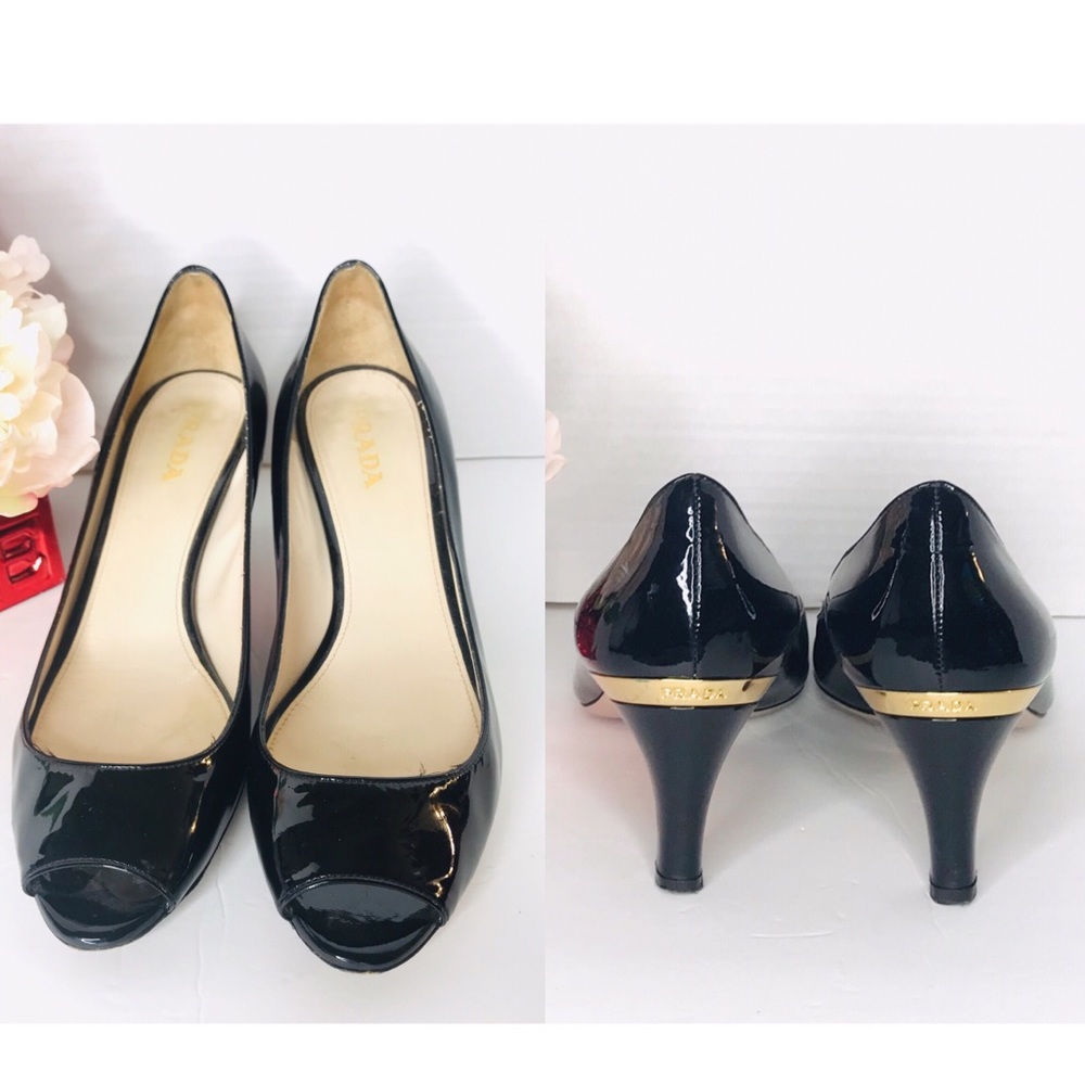 PRADA Open Toe Pump Black High Heels Size 9